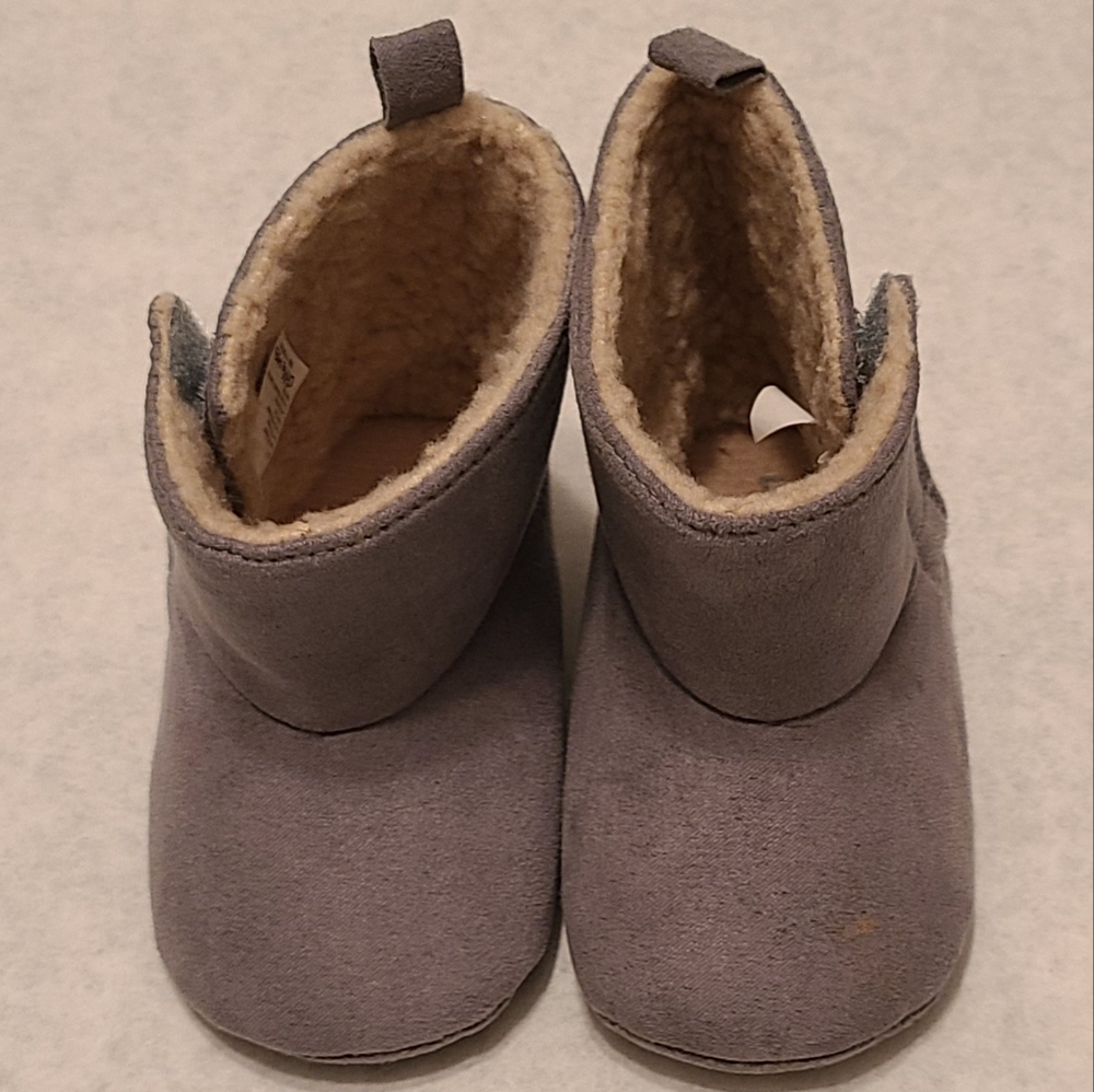 Little Me grey suede baby boots